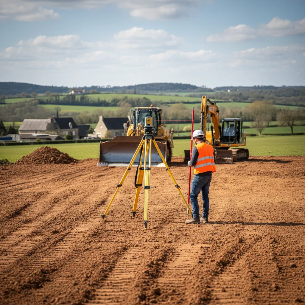 Laser-guided land levelling for new construction
